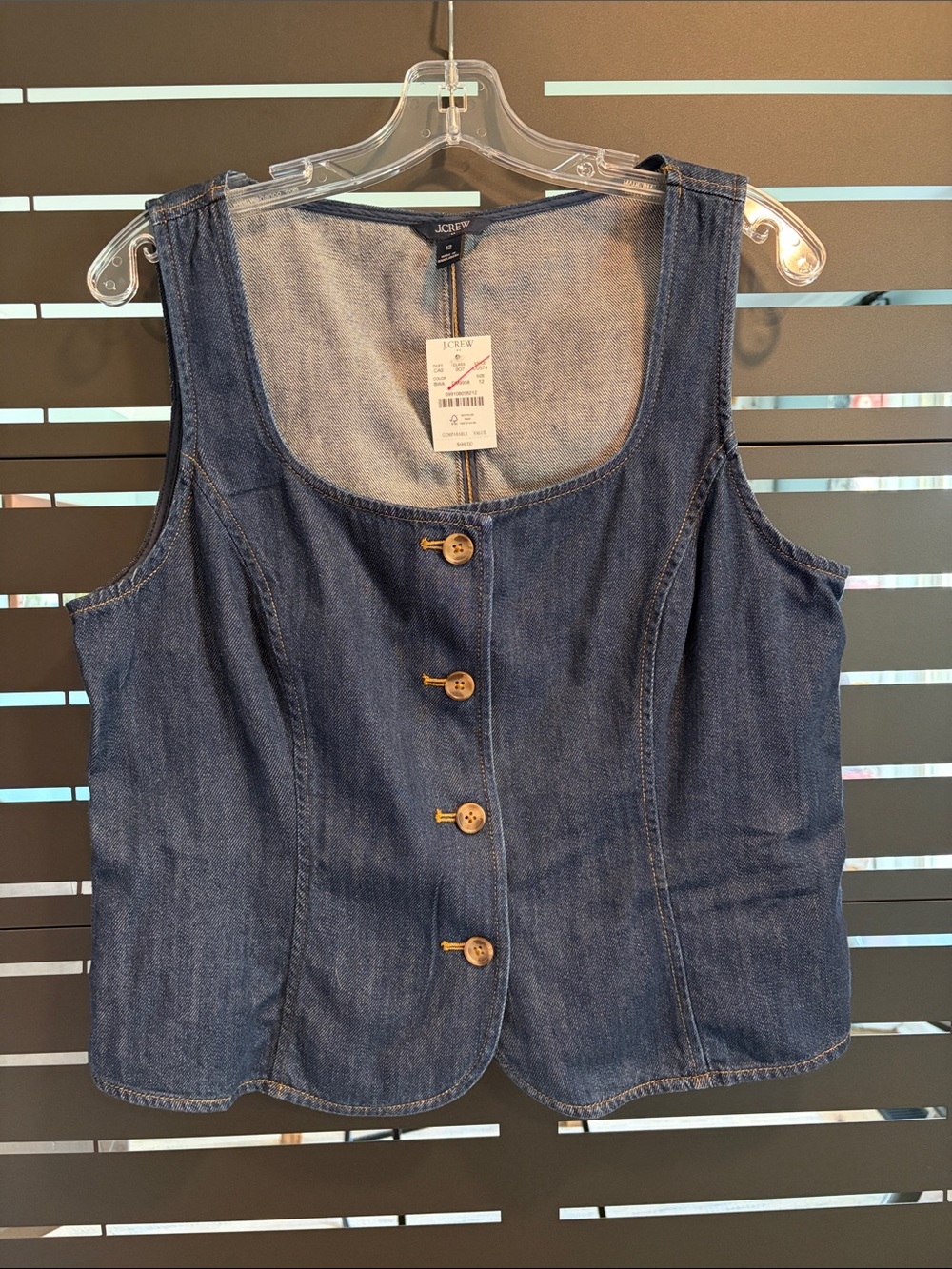 J. Crew Blue Denim Button-Front Tank Vest NWT